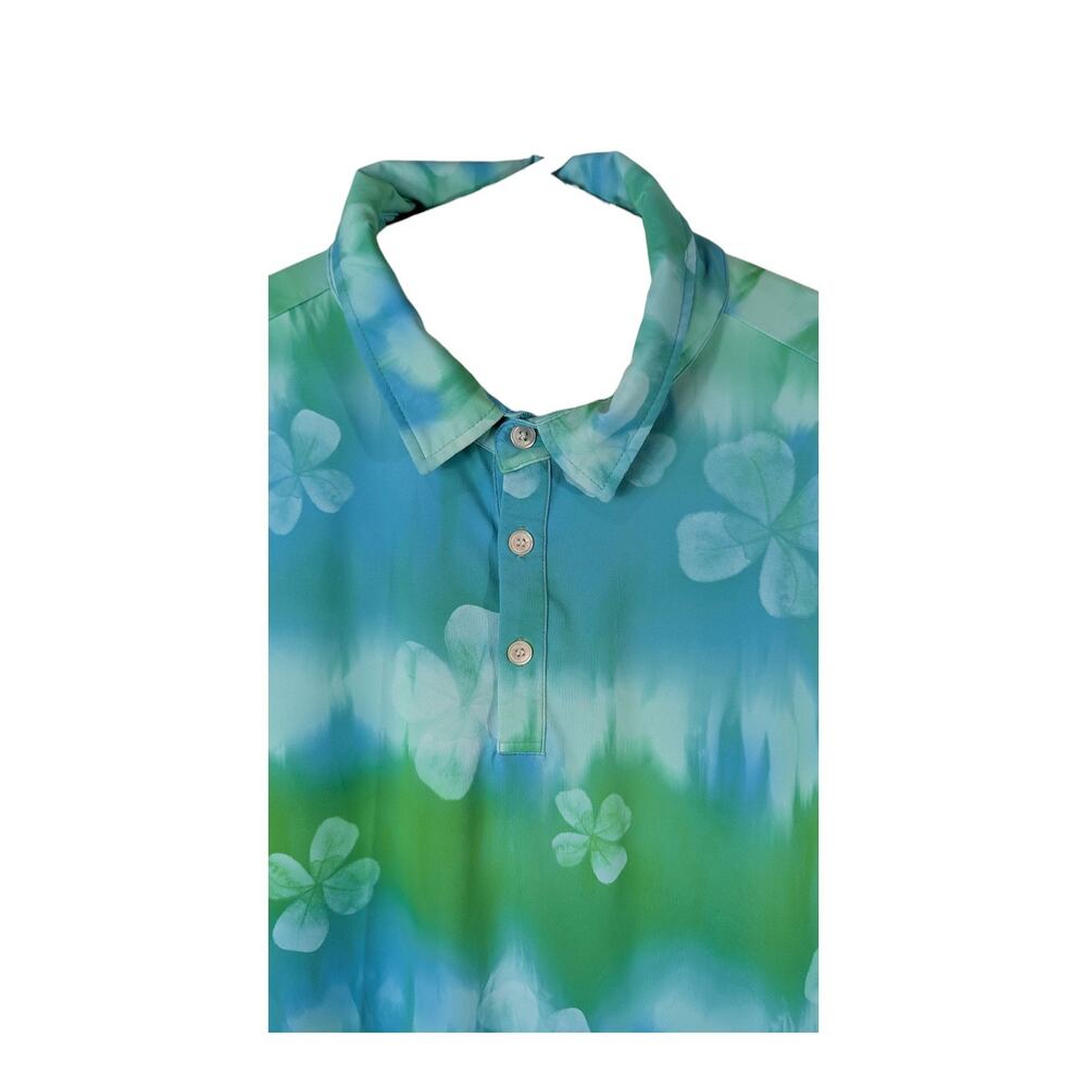 Sunday Swagger Mens Golf Polo Shirt 2xl Green 4 Leaf Clover Lucky Blue Patricks View 2